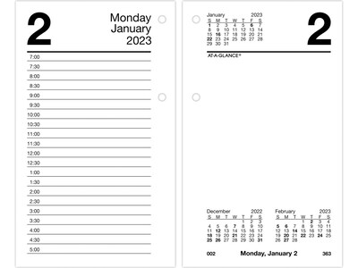 2023 AT-A-GLANCE 6" x 3.5" Daily Loose-Leaf Desk Calendar Refill, White/Black (E717T-50-23)