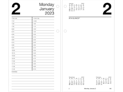 2023 AT-A-GLANCE 8 x 4.5 Daily Loose-Leaf Desk Calendar Refill, White/Black (E210-50-23)