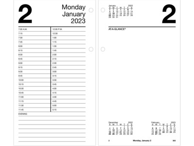 2023 AT-A-GLANCE 8 x 4.5 Daily Loose-Leaf Desk Calendar Refill, White/Black (E210-50-23)