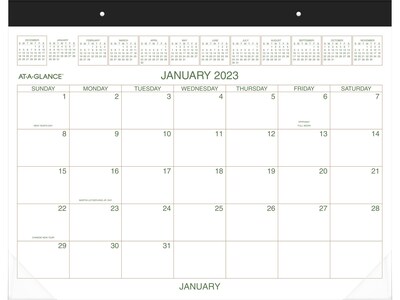 2023 AT-A-GLANCE 21.75 x 17 Monthly Desk Pad Calendar, Green/White (GG2500-00-23)