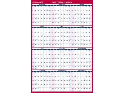 2023 AT-A-GLANCE 32 x 48 Yearly Wet-Erase Wall Calendar, Reversible, Red/Blue (PM326-28-23)