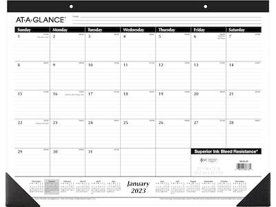 2023 AT-A-GLANCE 21.75 x 17 Monthly Desk Pad Calendar, Black/White (SK24-00-23)