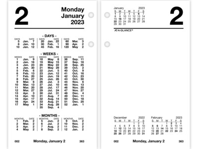 2023 AT-A-GLANCE 6 x 3.5 Financial Daily Desk Calendar Refill, White/Black (S170-50-23)