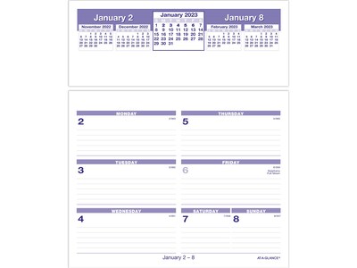 2023 AT-A-GLANCE Flip-A-Week 7" x 6" Weekly Desk Calendar Refill, Purple/White (SW705X-50-23)
