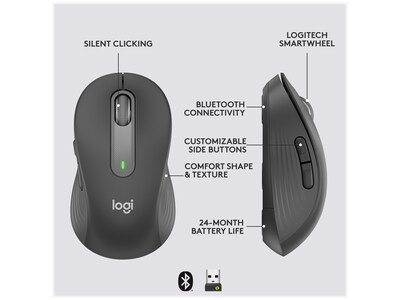 Logitech Signature M650 Wireless Optical Mouse, Graphite (910-006250)