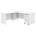 Bush Business Furniture Studio C 72W x 30D L Shaped Desk w/ Mobile File Cabinet and 42W Return, White, Installed (STC007WHSUFA)