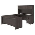 Bush Business Furniture Studio C 72W x 36D U Shaped Desk with Hutch and Mobile File Cabinet, Storm Gray, Installed