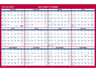 2023 AT-A-GLANCE 36 x 24 Yearly Wet-Erase Wall Calendar, Reversible, Red/Blue (PM26-28-23)