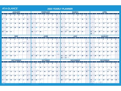 2023 AT-A-GLANCE 36 x 24 Yearly Wet-Erase Wall Calendar, Reversible, Blue/White (PM200-28-23)