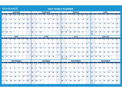 2023 AT-A-GLANCE 36 x 24 Yearly Wet-Erase Wall Calendar, Reversible, Blue/White (PM200-28-23)