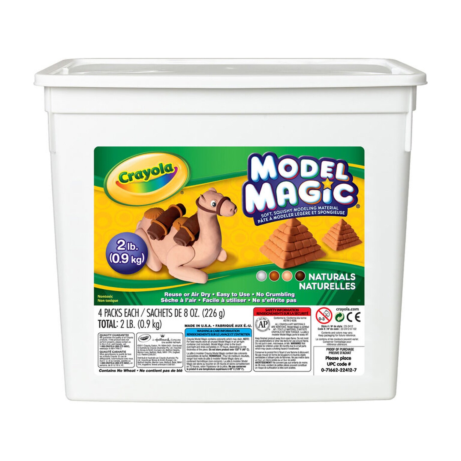 Crayola Model Magic Modeling Material, Assorted Colors, 4 Pouches/Container (23-2412)