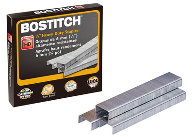 Bostitch Premium Heavy Duty 1/4" Length High Capacity Staples, Full Strip, 1000/Box (SB35141M)