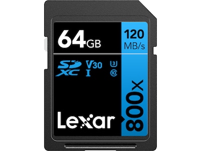 Lexar BLUE Series High-Performance 64GB SDXC Memory Card, Class 10, UHS-I, V30 (LSD80-64G-BNNNU)