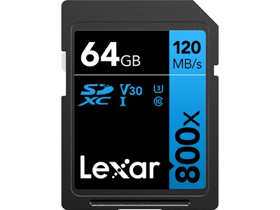 Lexar BLUE Series High-Performance 64GB SDXC Memory Card, Class 10, UHS-I, V30 (LSD80-64G-BNNNU)