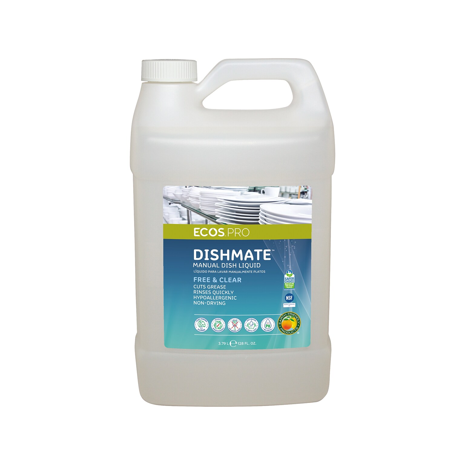 ECOS PRO Dishmate Liquid Dish Soap, Unscented, 128 oz. (PL9721/04)