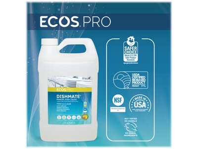 ECOS PRO Dishmate Liquid Dish Soap, Unscented, 128 oz. (PL9721/04)