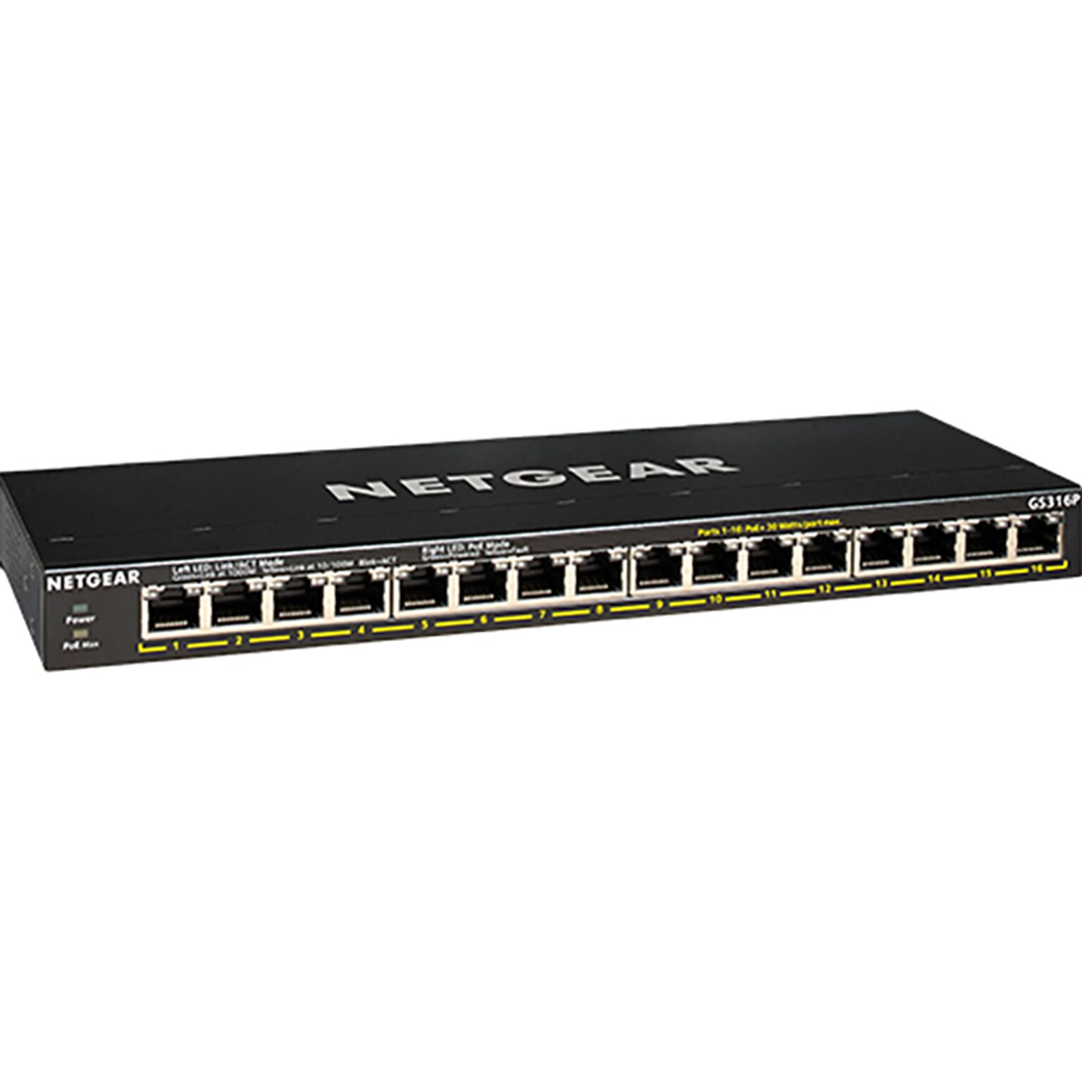 Netgear 300-Series 16-Port Gigabit Ethernet Unmanaged Switch, Black (GS316P-100NAS)