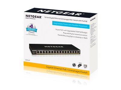 Netgear 300-Series 16-Port Gigabit Ethernet Unmanaged Switch, Black (GS316P-100NAS)