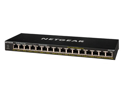 Netgear 300-Series 16-Port Gigabit Ethernet Unmanaged Switch, Black (GS316P-100NAS)