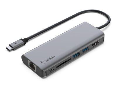 Belkin USB-C 6-in-1 Multiport Adapter, Gray (AVC008btSGY)