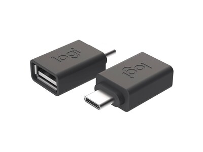 Logitech Logi USB-C to USB-A Adapter, Male to Female, Black (956-000028)
