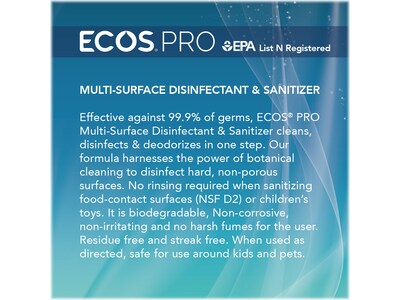 ECOS PRO Multi-Purpose Disinfectant & Sanitizer, Fresh Citrus Scent, 32 Fl. Oz. (PL9635/06)
