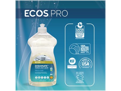 ECOS PRO Dishmate Manual Liquid Dish Soap, Free & Clear, 25 oz. (PL9721/6 )