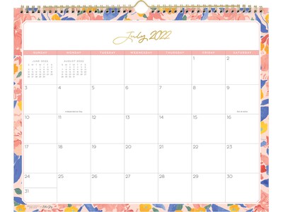 2022-2023 Blue Sky Margaret Jeane Large Pink Floral 12 x 15 Academic Monthly Wall Calendar (138123)
