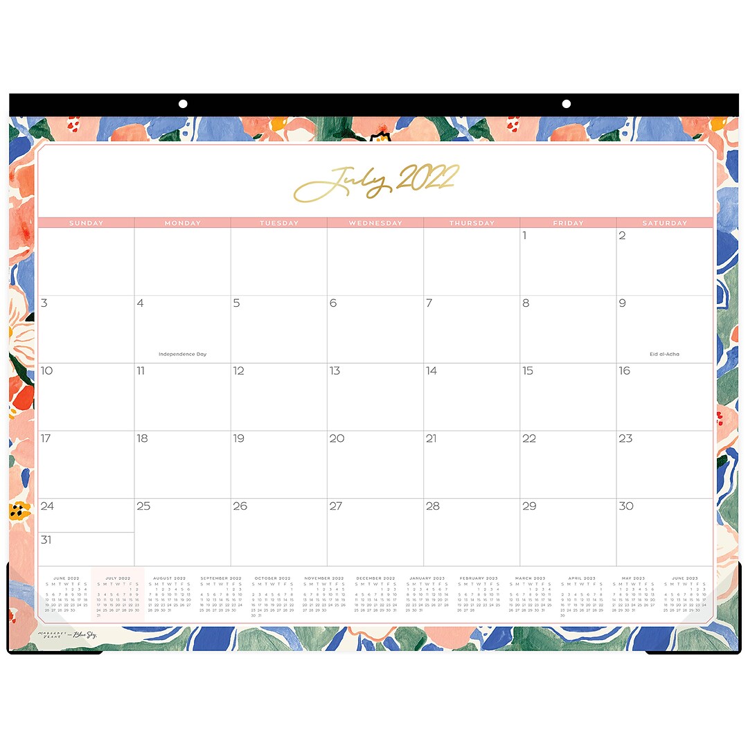 Bluesky Calendar 2023 2022-2023 Blue Sky Margaret Jeane Large Blue Floral 17" X 22" Academic  Monthly Desk Pad Calendar (13 | Quill.com
