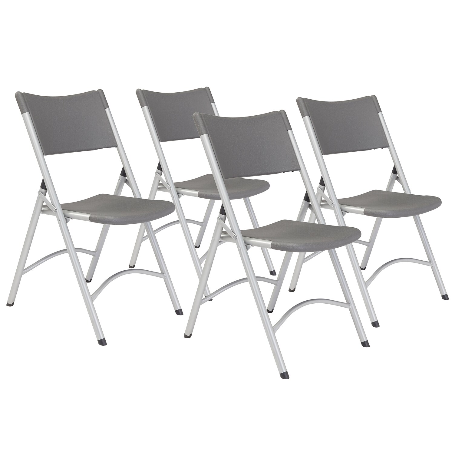 National Public Seating 600 Heavy Duty Plastic Folding Chair, Charcoal Slate, 4/Pack (6204)