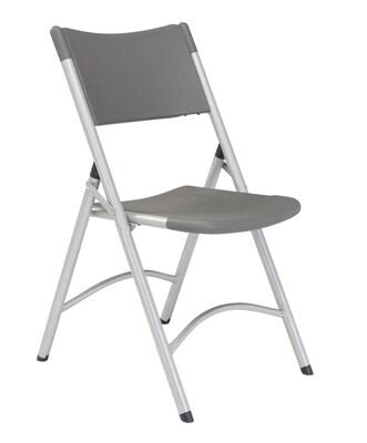 National Public Seating 600 Heavy Duty Plastic Folding Chair, Charcoal Slate, 4/Pack (6204)