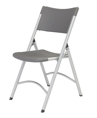 National Public Seating 600 Heavy Duty Plastic Folding Chair, Charcoal Slate, 4/Pack (6204)