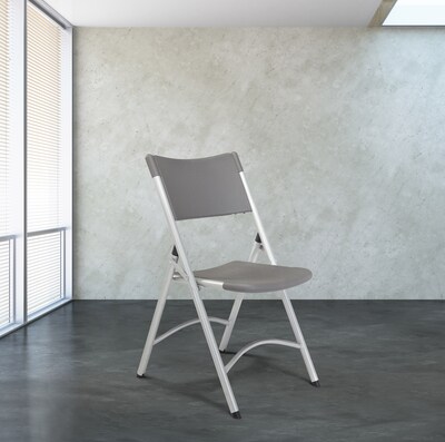 National Public Seating 600 Heavy Duty Plastic Folding Chair, Charcoal Slate, 4/Pack (6204)