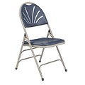 NPS 1100 Series Deluxe Fan Back With Triple Brace Double Hinge Folding Chair, Dark Blue, 4 (1115/4)