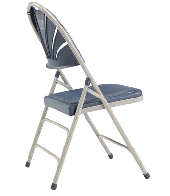 NPS 1100 Series Deluxe Fan Back With Triple Brace Double Hinge Folding Chair, Dark Blue, 4 (1115/4)