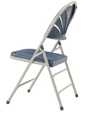 NPS 1100 Series Deluxe Fan Back With Triple Brace Double Hinge Folding Chair, Dark Blue, 4 (1115/4)