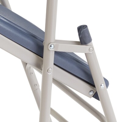 NPS 1100 Series Deluxe Fan Back With Triple Brace Double Hinge Folding Chair, Dark Blue, 4 (1115/4)