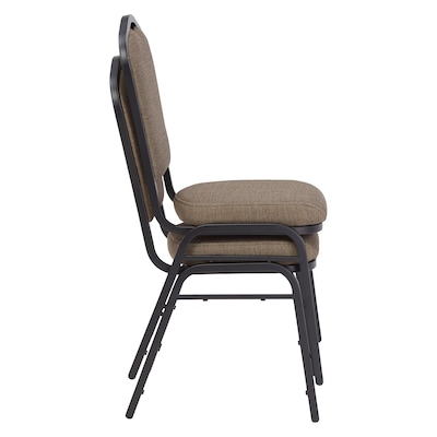 National Public Seating 9300 Series Deluxe Fabric Upholstered Stack Chair, Natural Taupe/Black Sandtex, 2 Pack (9378-BT/2)