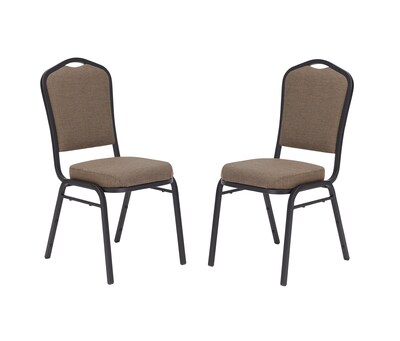 National Public Seating 9300 Series Deluxe Fabric Upholstered Stack Chair, Natural Taupe/Black Sandtex, 2 Pack (9378-BT/2)