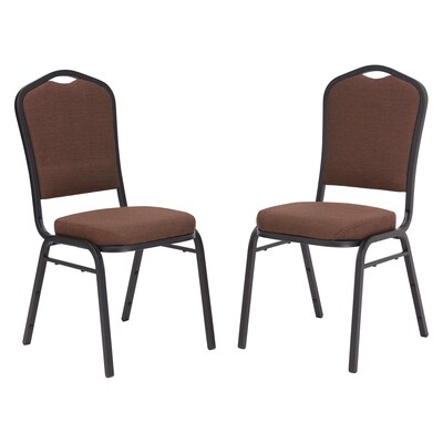NPS 9300 Series Deluxe Fabric Upholstered Stack Chair, Natural Chocolate/Black Sandtex, 2 Pack (9361-BT/2)