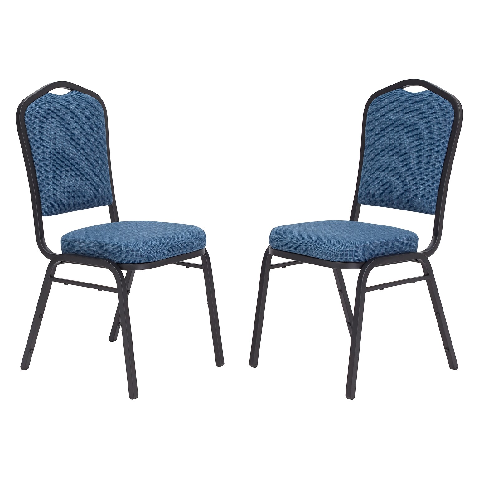 NPS 9300 Series Deluxe Fabric Upholstered Stack Chair, Natural Blue/Black Sandtex, 2 Pack (9374-BT/2)