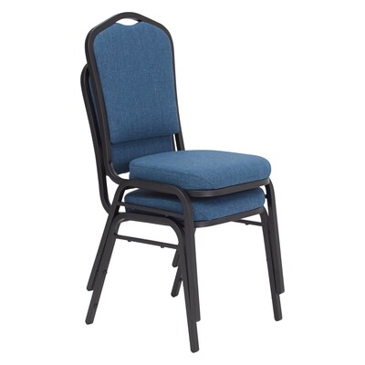 NPS 9300 Series Deluxe Fabric Upholstered Stack Chair, Natural Blue/Black Sandtex, 2 Pack (9374-BT/2