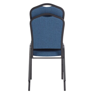 NPS 9300 Series Deluxe Fabric Upholstered Stack Chair, Natural Blue/Black Sandtex, 2 Pack (9374-BT/2)