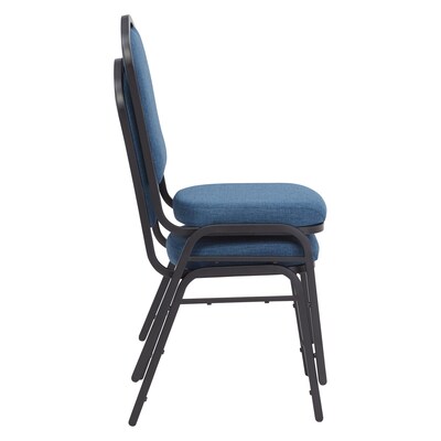 NPS 9300 Series Deluxe Fabric Upholstered Stack Chair, Natural Blue/Black Sandtex, 2 Pack (9374-BT/2)
