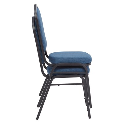 NPS 9300 Series Deluxe Fabric Upholstered Stack Chair, Natural Blue/Black Sandtex, 2 Pack (9374-BT/2)