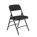 NPS 2300 Series Fabric Padded Triple Brace Double Hinge Premium Folding Chairs, Midnight Black/Black