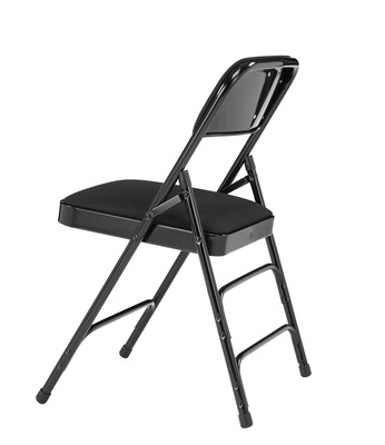 NPS 2300 Series Fabric Padded Triple Brace Double Hinge Premium Folding Chairs, Midnight Black/Black, 4 Pack (2310/4)