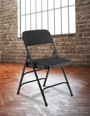 NPS 2300 Series Fabric Padded Premium Folding Chair, Black, 4/Pack (2310/4)