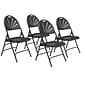 NPS 1100 Series Polyfold Fan Back Triple Brace Double Hinge Folding Chairs, Black/Black, 4/Pack (1110/4)