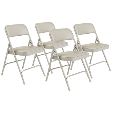 NPS 1200 Series Vinyl Padded Premium Folding Chairs, Warm Grey/Grey, 4/Pack (1202/4)